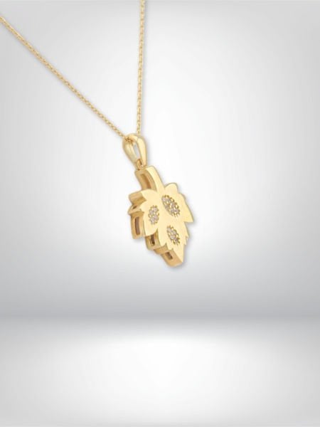 14 Ayar Altın Yaprak Figürlü Kolye
