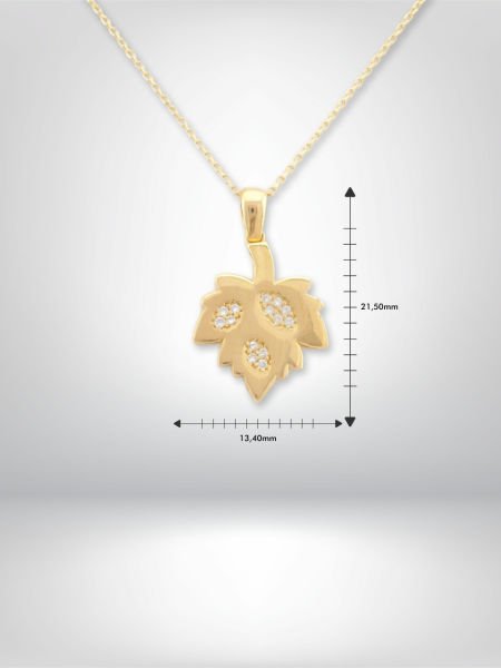 14 Ayar Altın Yaprak Figürlü Kolye