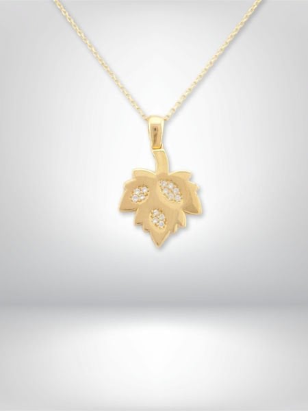 14 Ayar Altın Yaprak Figürlü Kolye