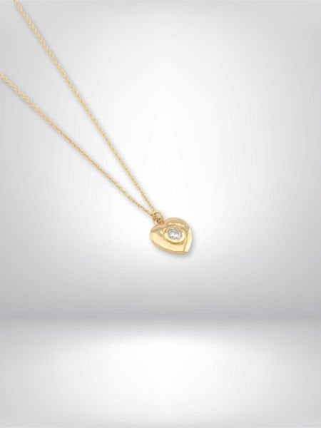 14 Ayar Altın Minimal Tektaş Kalp Kolye