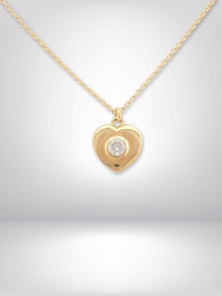 14 Ayar Altın Minimal Tektaş Kalp Kolye