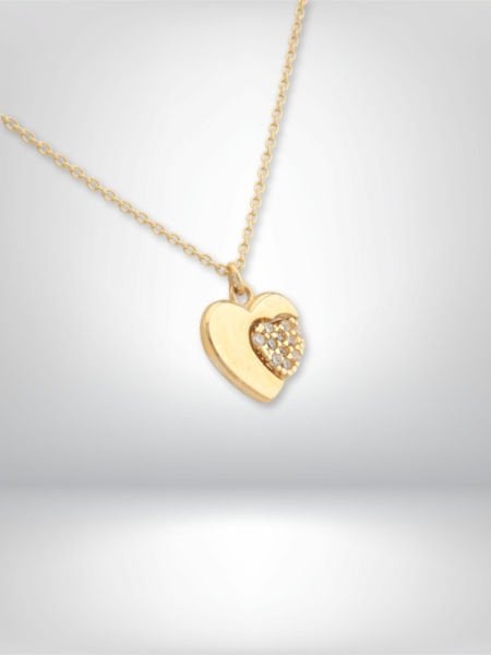 14 Ayar Altın Taşlı Kalp Kolye