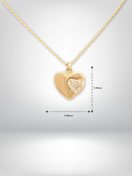 14 Ayar Altın Taşlı Kalp Kolye