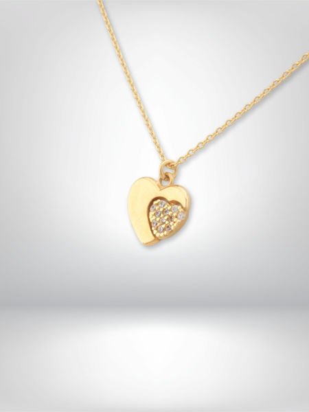 14 Ayar Altın Taşlı Kalp Kolye