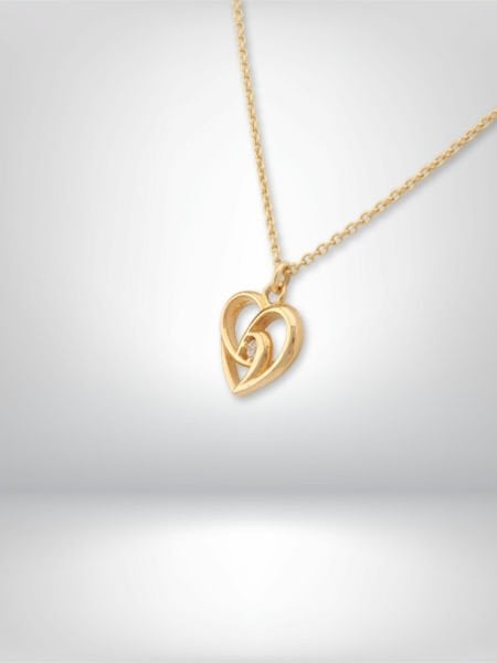 14 Ayar Altın Abstrakt Kalp Figürlü Kolye