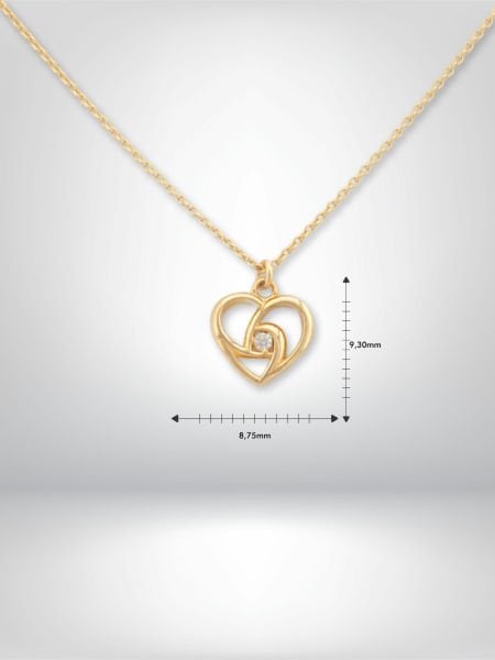 14 Ayar Altın Abstrakt Kalp Figürlü Kolye