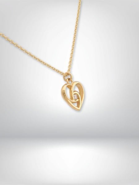 14 Ayar Altın Abstrakt Kalp Figürlü Kolye