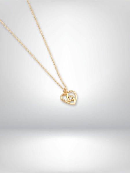 14 Ayar Altın Abstrakt Kalp Figürlü Kolye