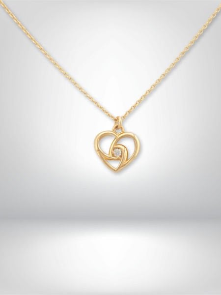 14 Ayar Altın Abstrakt Kalp Figürlü Kolye