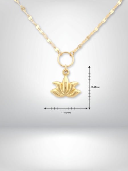 14 Ayar Altın Lotus Çiçeği Kolye