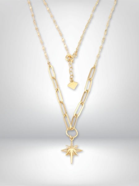 14 Ayar Altın Kuzey Yıldızı Figürlü Kolye