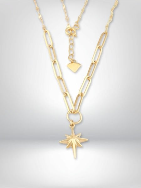 14 Ayar Altın Kuzey Yıldızı Figürlü Kolye