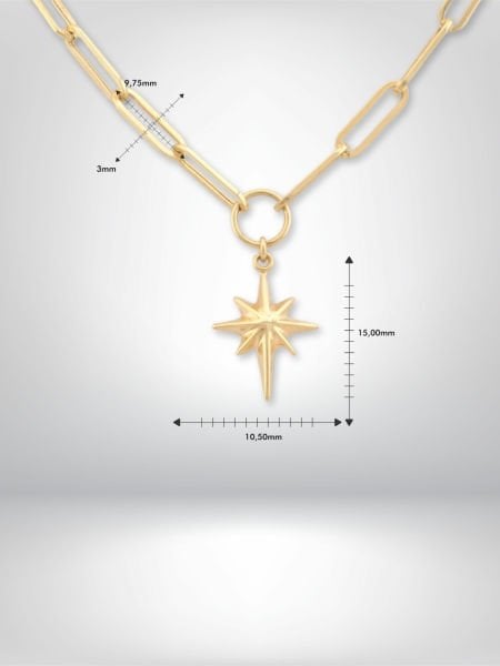 14 Ayar Altın Kuzey Yıldızı Figürlü Kolye