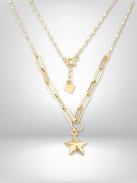 14 Ayar Altın Yıldız Figürlü Zincir Kolye