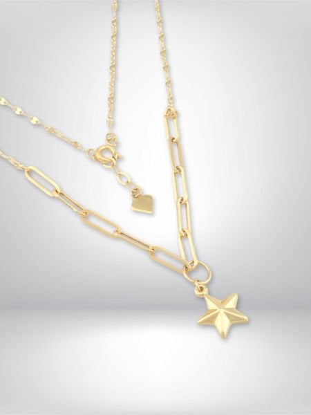 14 Ayar Altın Yıldız Figürlü Zincir Kolye