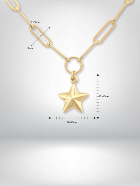 14 Ayar Altın Yıldız Figürlü Zincir Kolye
