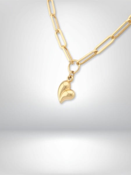 14 Ayar Altın Kalp Figürlü Zincir Kolye