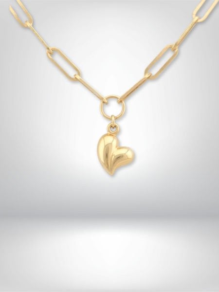 14 Ayar Altın Kalp Figürlü Zincir Kolye