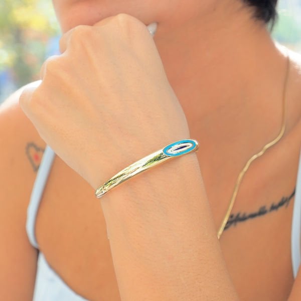 14 Ayar Altın Mineli Nazar Kelepçe