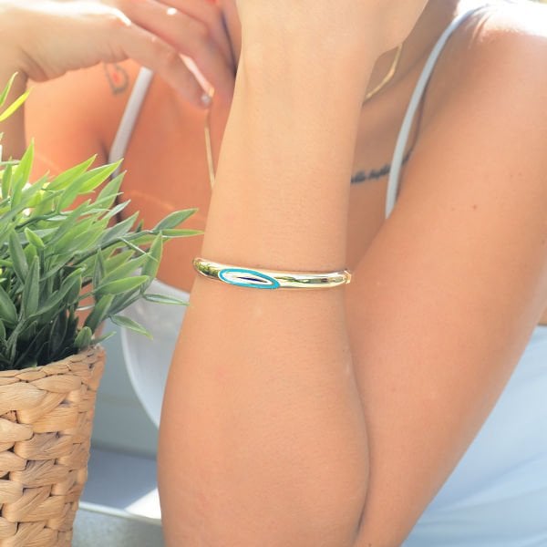 14 Ayar Altın Mineli Nazar Kelepçe