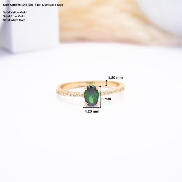 14 Ayar Altın Yeşil Taşlı Yüzük