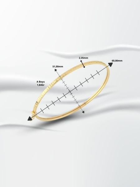 14 Ayar Altın Kalemli Kelepçe Bilezik