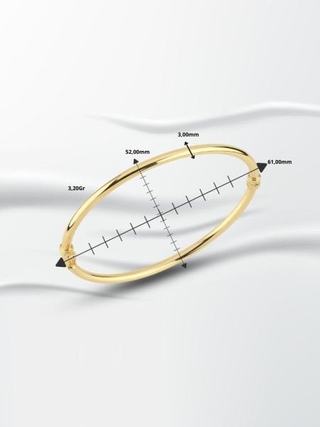 14 Ayar Altın Minimal Kelepçe Bilezik