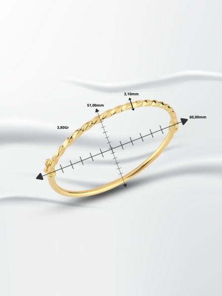 14 Ayar Altın Minimal Burgu Kelepçe Bilezik