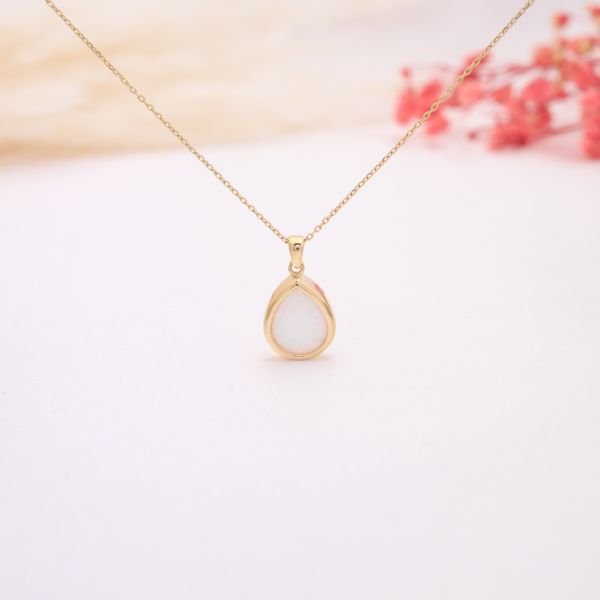 14 Ayar Altın Opal Damla Taşlı Kolye