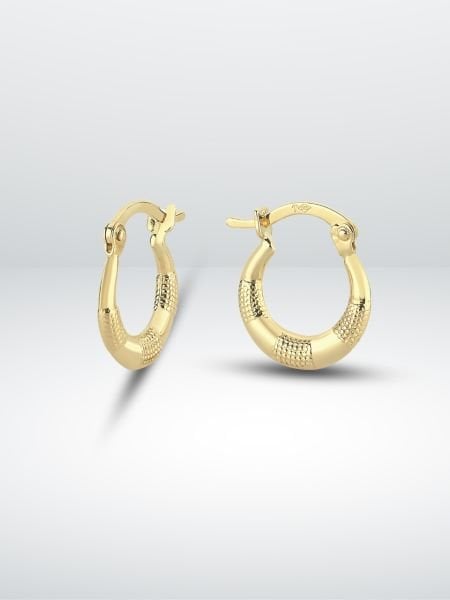 14 Ayar Altın Desenli Halka Küpe