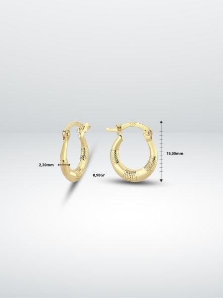 14 Ayar Altın Desenli Halka Küpe