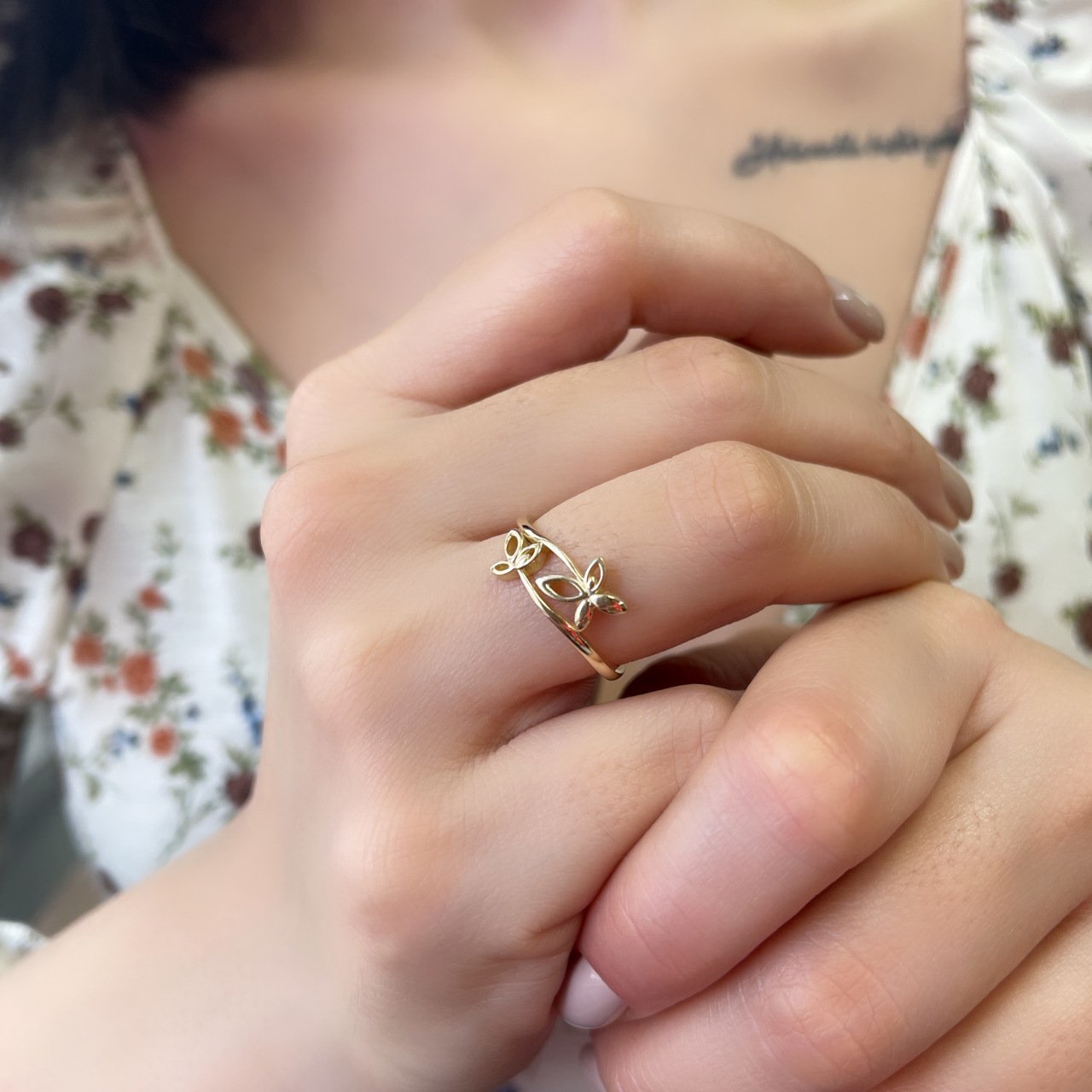 14 Ayar Altın Çiçek Yüzük