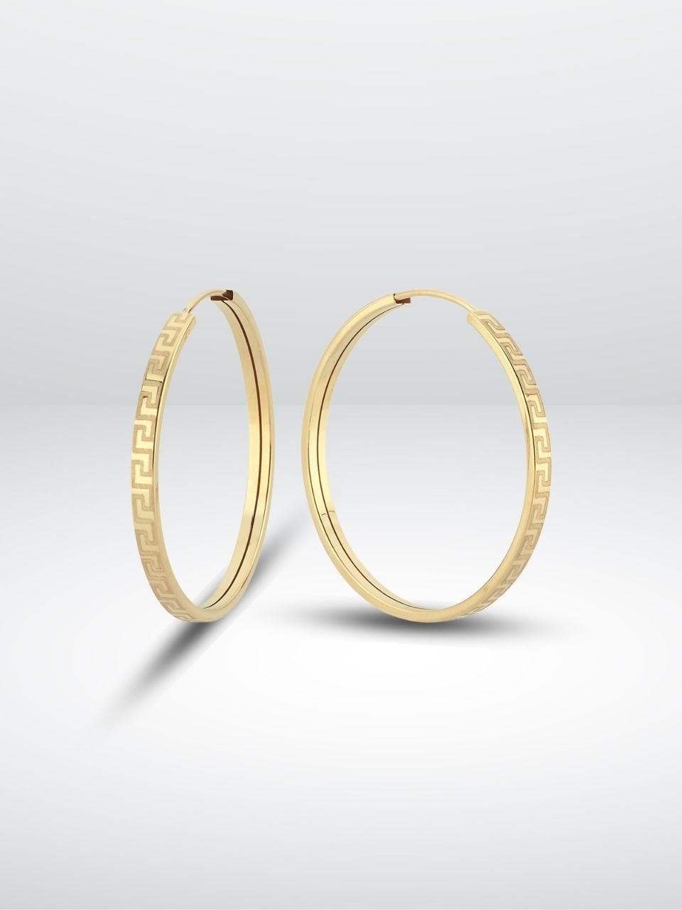 14 Ayar Altın Grek Desenli Halka Küpe