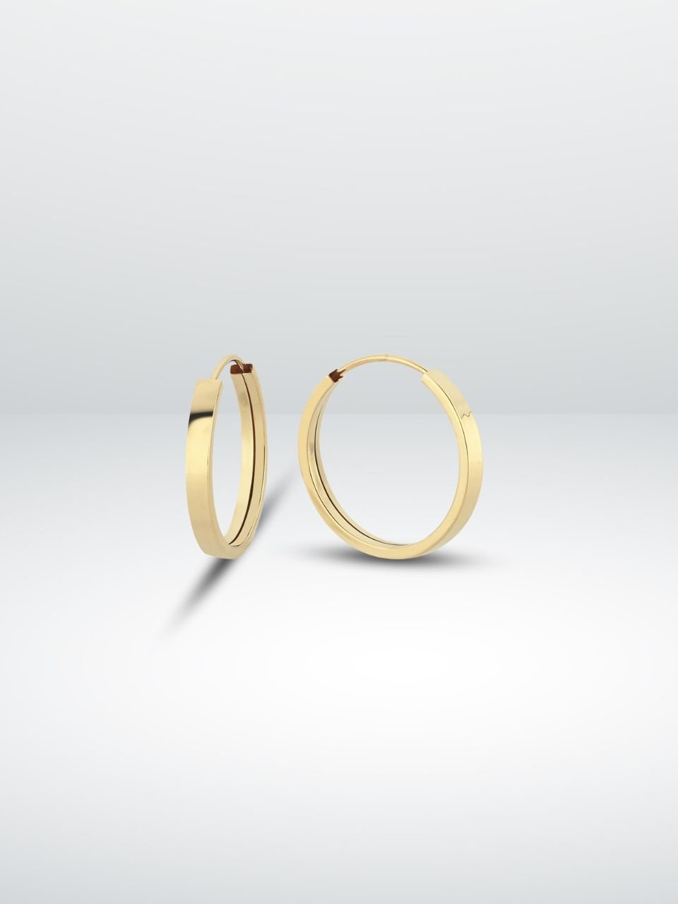 14 Ayar Altın Düz Minimal Halka Küpe