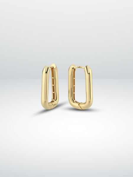 14 Ayar Altın Oval Halka Küpe