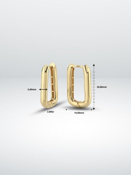 14 Ayar Altın Oval Halka Küpe