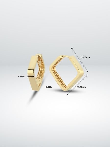 14 Ayar Altın Geometrik Küpe