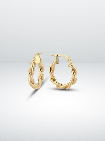 14 Ayar Altın Örgü Halka Küpe