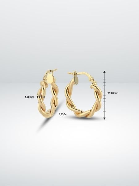 14 Ayar Altın Örgü Halka Küpe