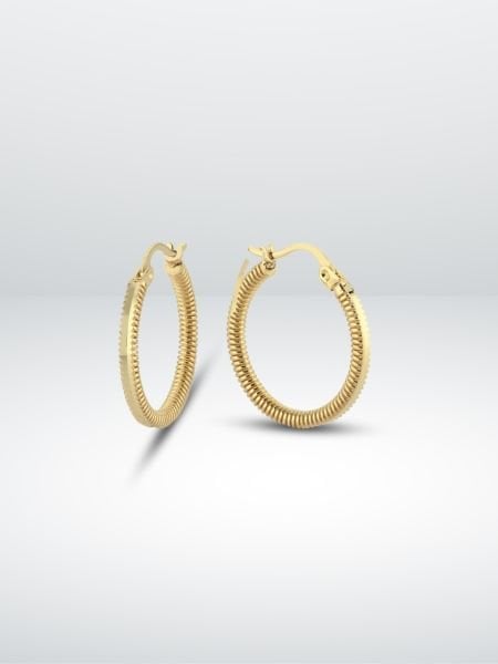 14 Ayar Altın Spiral Desenli Halka Küpe