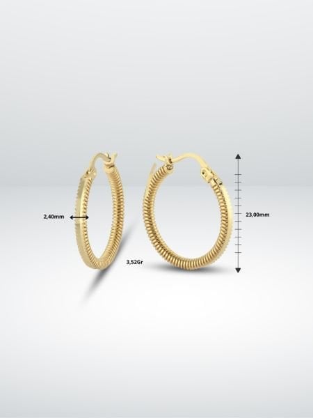 14 Ayar Altın Spiral Desenli Halka Küpe