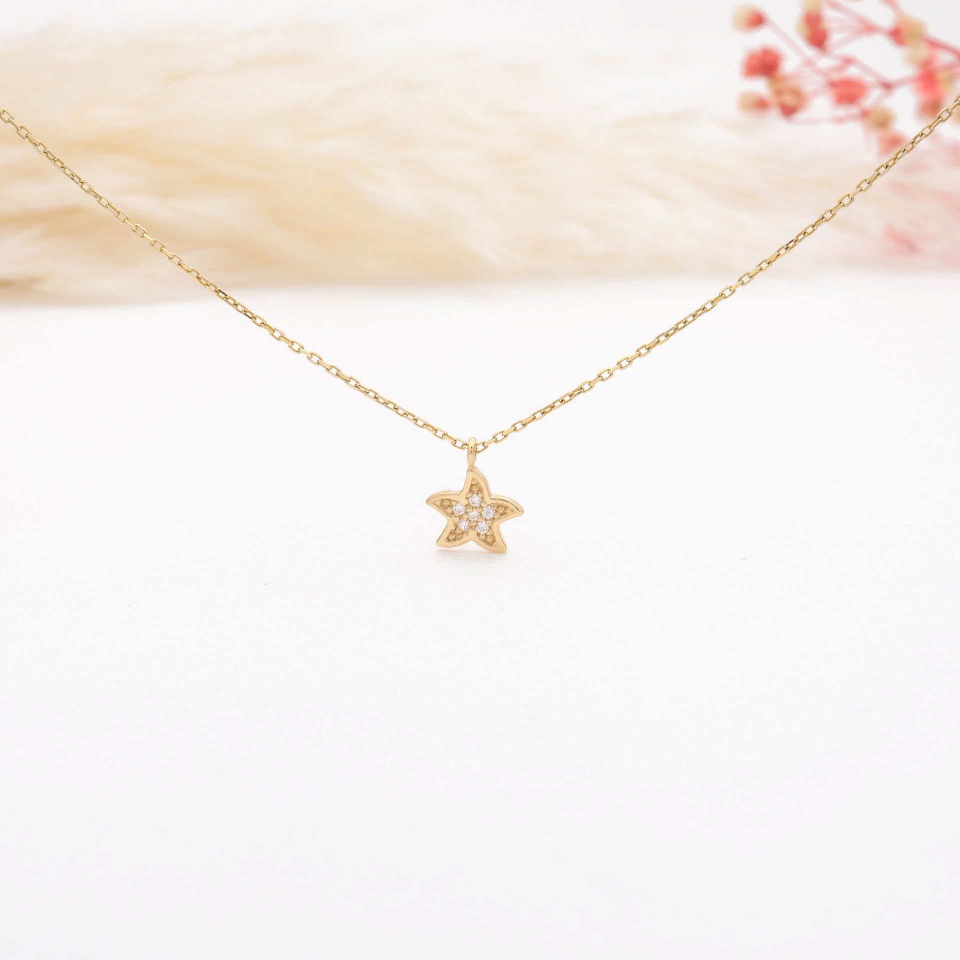 14 Ayar Altın Küçük Yıldız Kolye