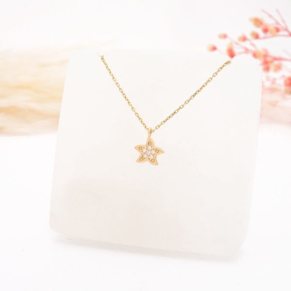 14 Ayar Altın Küçük Yıldız Kolye