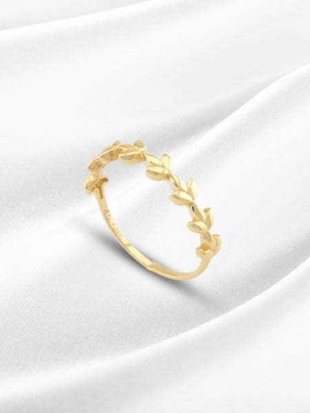 14 Ayar Altın Yaprak Desenli Yüzük