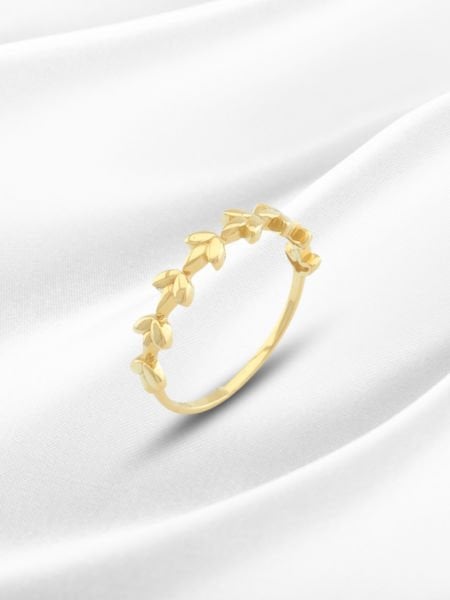 14 Ayar Altın Yaprak Desenli Yüzük