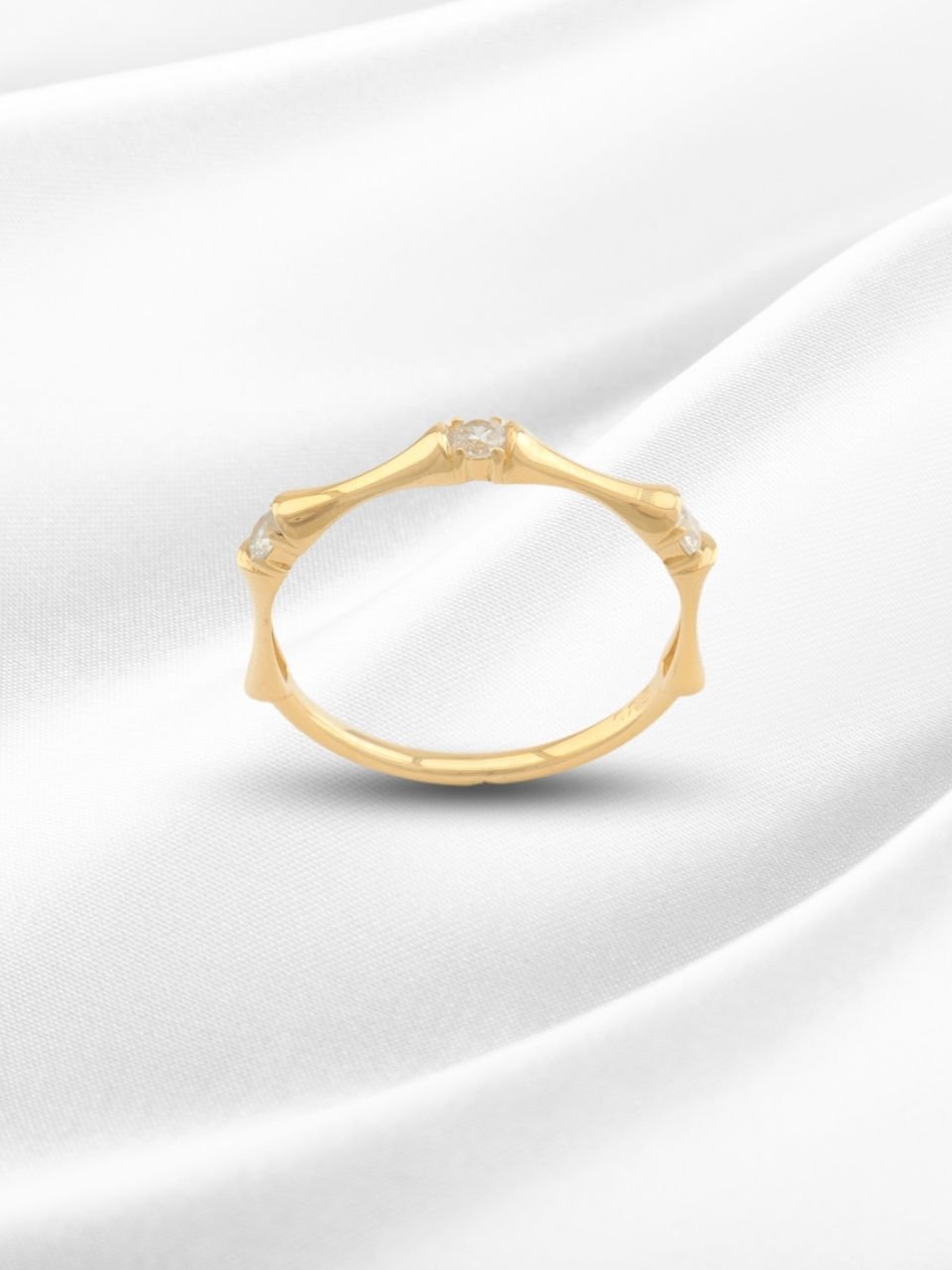 14 Ayar Altın Taşlı Organik Form Yüzük