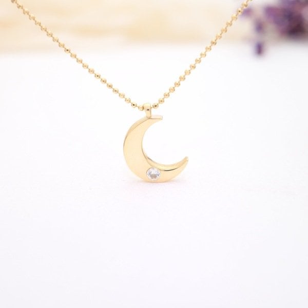 14 Ayar Altın Ay - Hilal Kolye