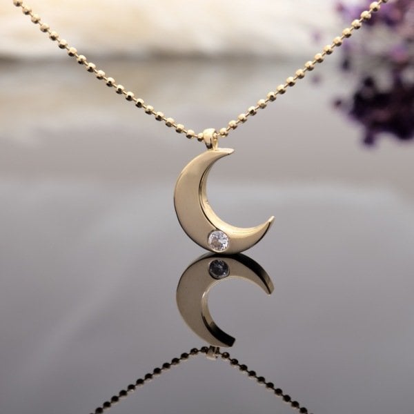 14 Ayar Altın Ay - Hilal Kolye