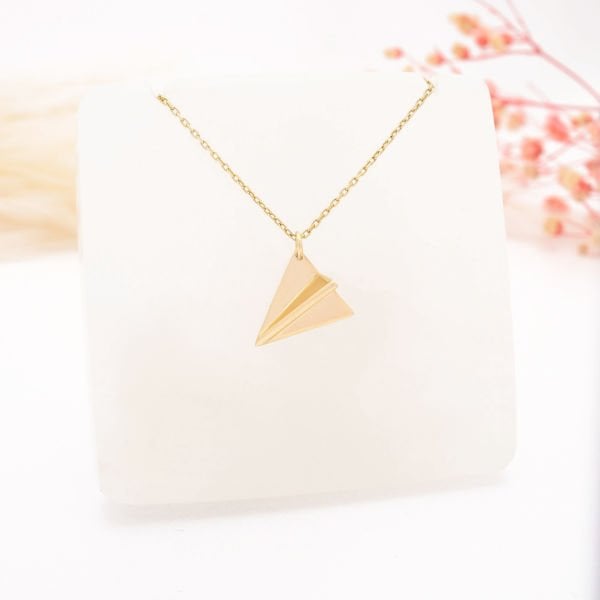 14 Ayar Altın Kağıt Uçak Kolye