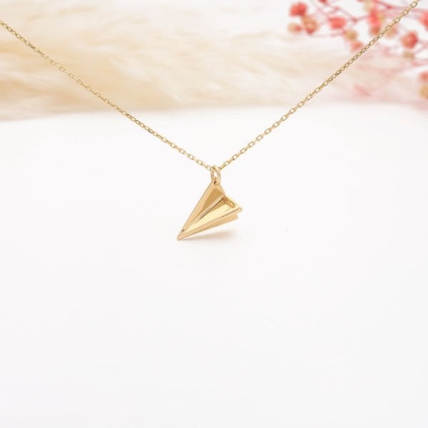 14 Ayar Altın Kağıt Uçak Kolye